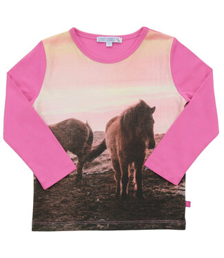 Enfant Terrible Shirt langarm Pferdedruck Biobaumwolle fuchsia