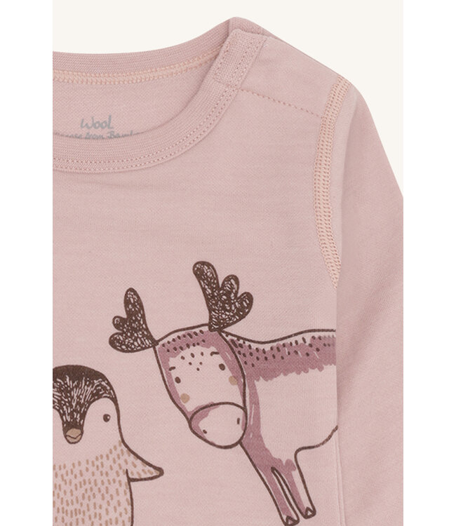 Hust and Claire Baloo Body langarm Tiere - Wolle/Bambus pale mauve