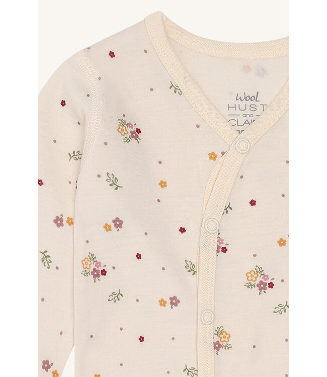 Hust and Claire Moby Pyjama Merinowolle Flora off white