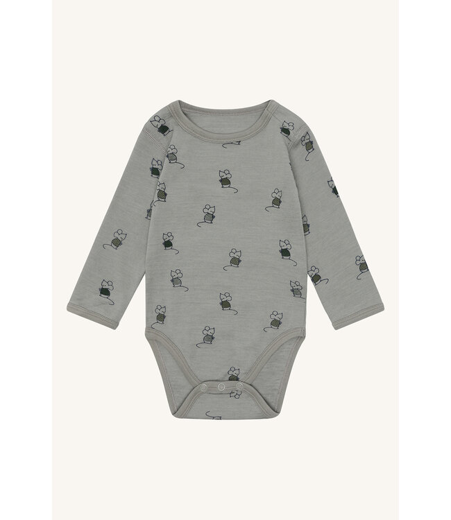 Hust and Claire Body Bo Maus langarm - Merinowolle forst fog