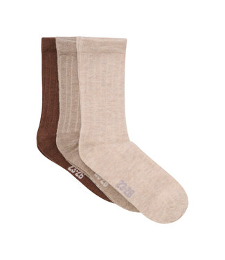 Minymo 3er Seit Socken Wolle/Bambus silver mink melange