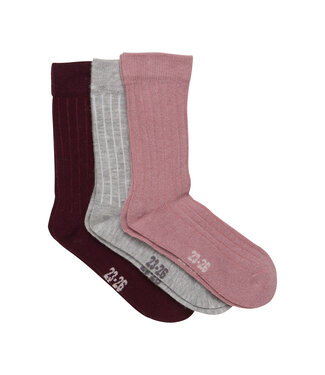 Minymo 3er Set Socken Wolle/Bambus burnished lilac