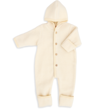 Engel Natur Wollfleece Overall mit Kapuze - natur