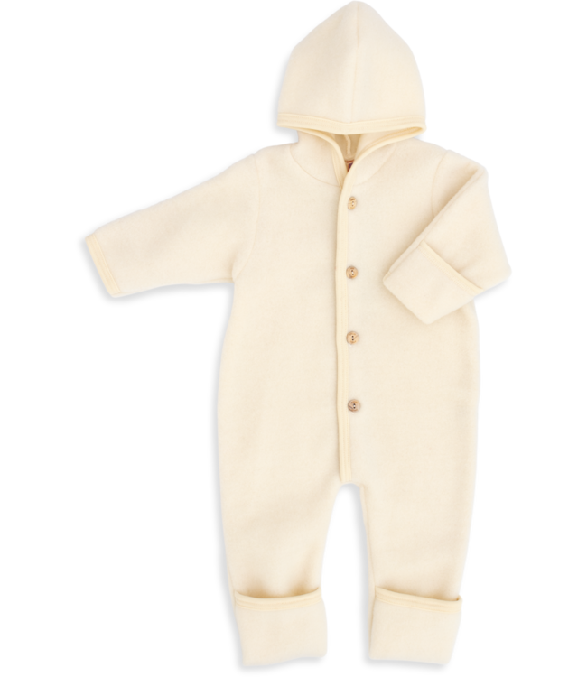 Engel Natur Wollfleece Overall mit Kapuze - natur