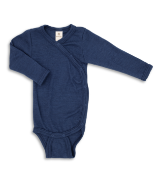 Engel Natur Wickelbody langarm Wolle/Seide navy blue