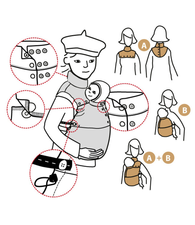 Manymonths MaM Cover für Babytrage Fleece mit Eltern-Kind-Schal - Vanilla