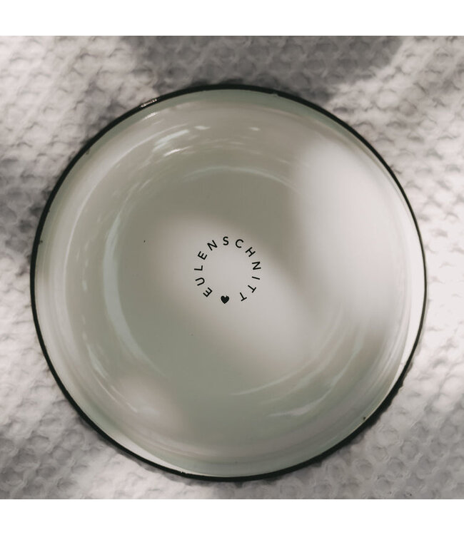 Eulenschnitt Emaille Teller grosses Herz