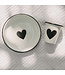 Eulenschnitt Emaille Teller grosses Herz