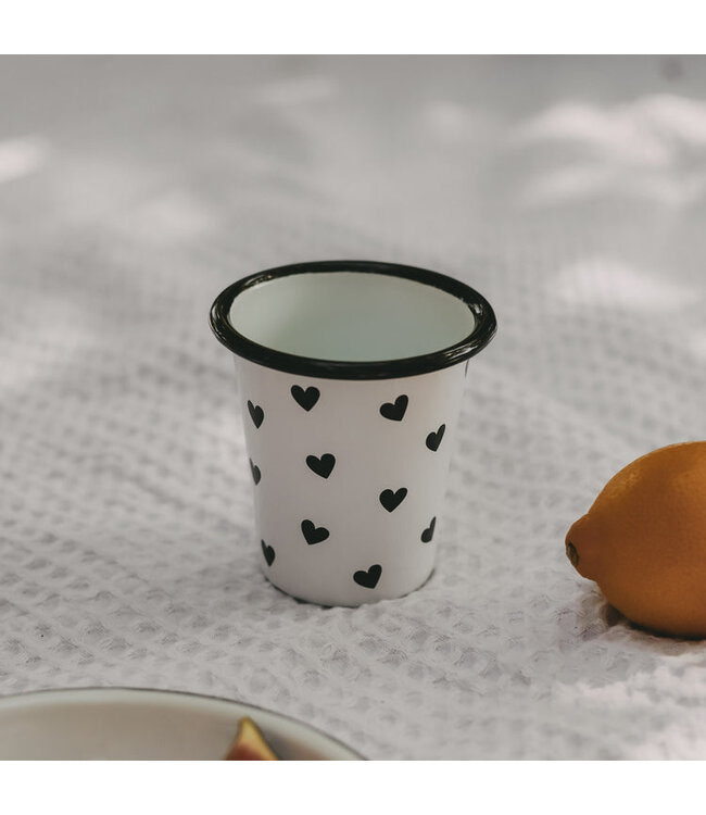 Eulenschnitt Becher Emaille Herzen