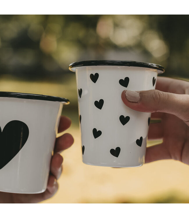 Eulenschnitt Becher Emaille Herzen