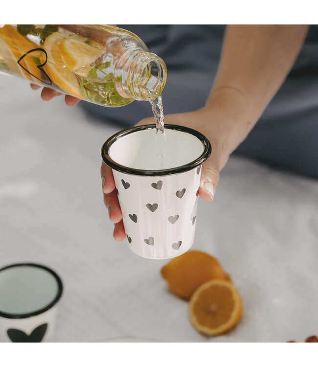 Eulenschnitt Becher Emaille Herzen