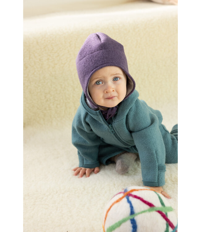 Disana disana Wollwalk Mütze mit Bindebänder - Merinowolle - Softpink