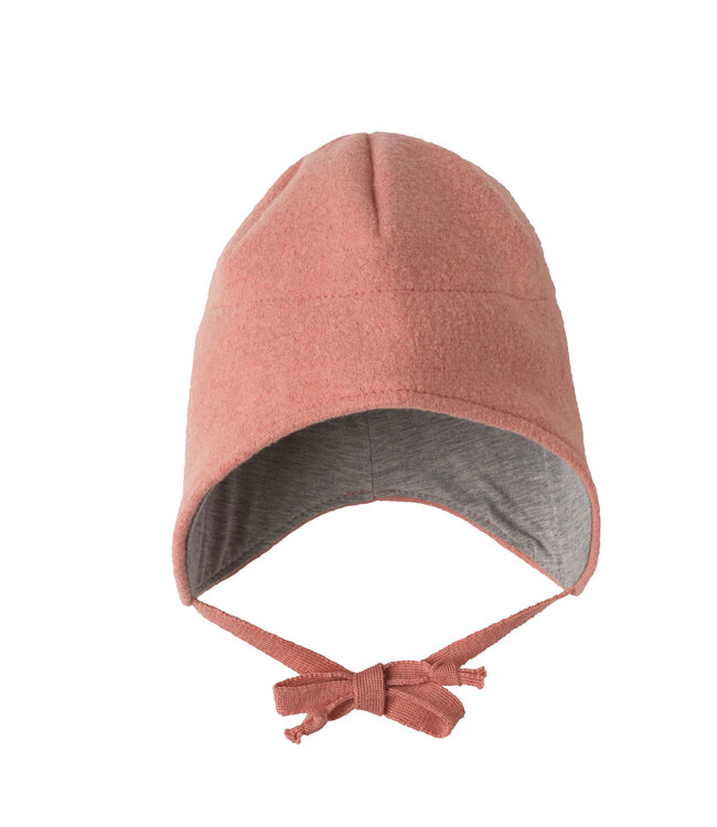 Disana disana Wollwalk Mütze mit Bindebänder - Merinowolle - Softpink