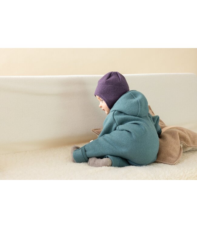 Disana disana Wollwalk Mütze mit Bindebänder - Merinowolle - Eukalyptus