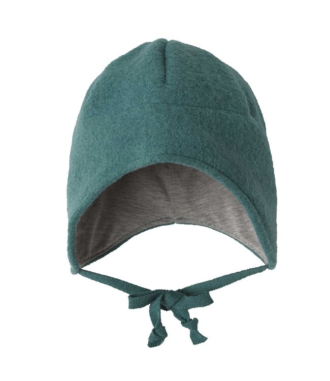 Disana disana Wollwalk Mütze mit Bindebänder - Merinowolle - Eukalyptus