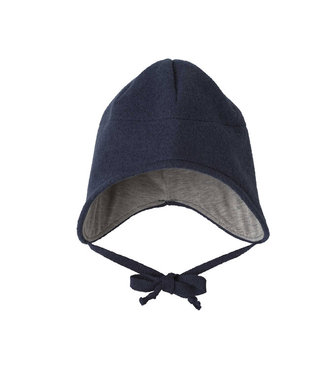 Disana disana Wollwalk Mütze mit Bindebänder - Merinowolle - Indigo