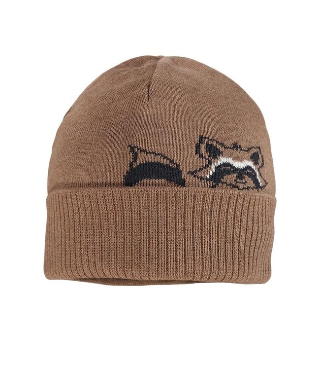 maximo Mütze gefüttert mit Waschbär Baumwolle braun