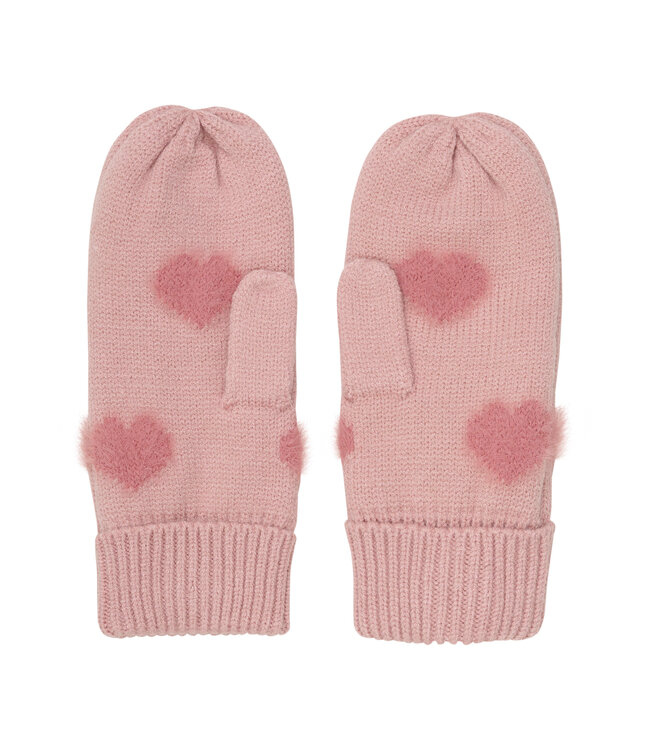 Minymo Fäustlinge Teddy-Floor-Strick mit Herzen