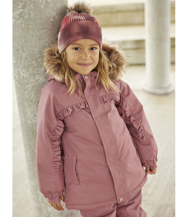 Minymo Mütze Batikstil und abnehmbarem Bommel withered rose