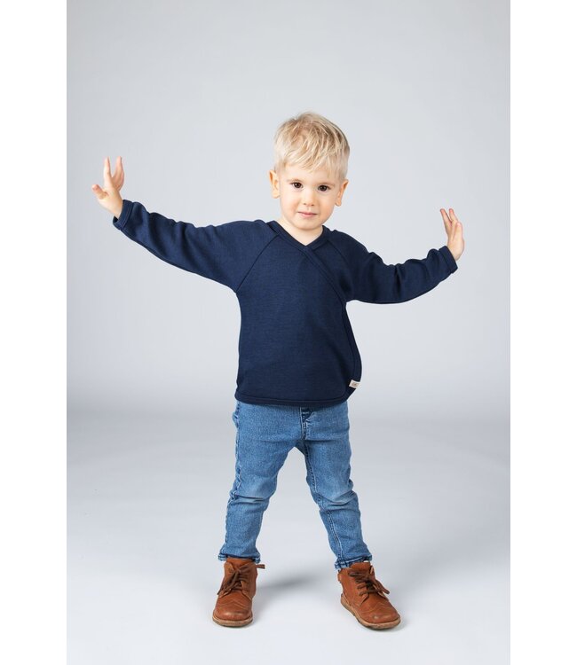 Engel Natur Wickelshirt Baby - Wolle/Seide navyblau