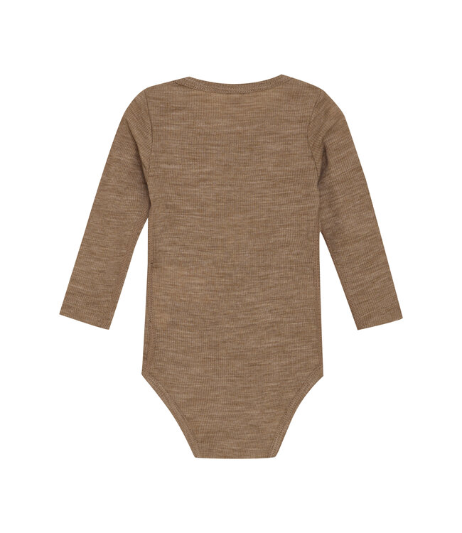 CeLaVi Body langarm Merinowolle uni gerippt cocoa creme