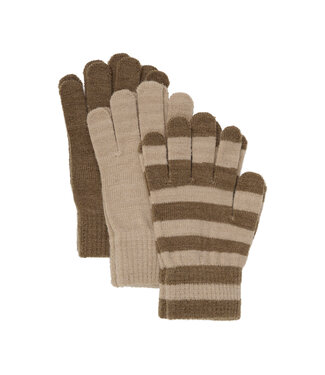Minymo 3 er Pack Fingerhandschuhe Wollmix caribou