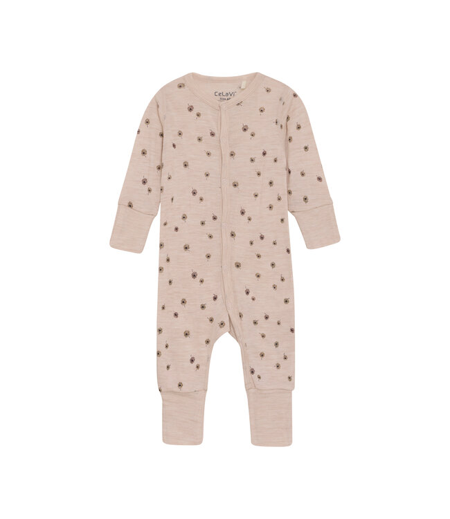 CeLaVi Pyjama Merinowolle Blumen rose dust