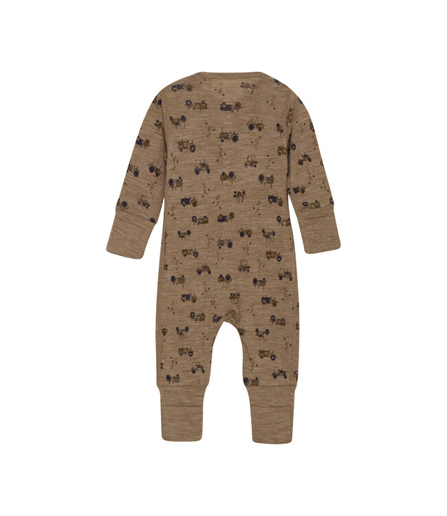CeLaVi Pyjama Merinowolle Traktor cocoa creme