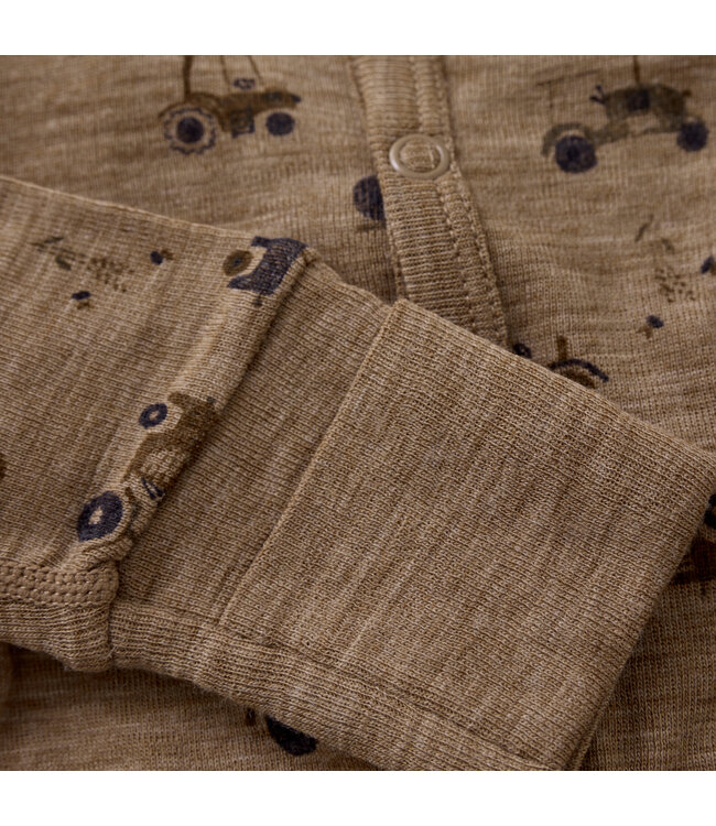 CeLaVi Pyjama Merinowolle Traktor cocoa creme