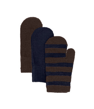 Minymo 3 er Pack Fäustlinge Wollmix parisian night gestreift