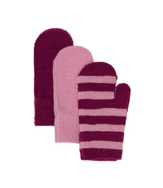 Minymo 3 er Pack Fäustlinge Wollmix magic pink