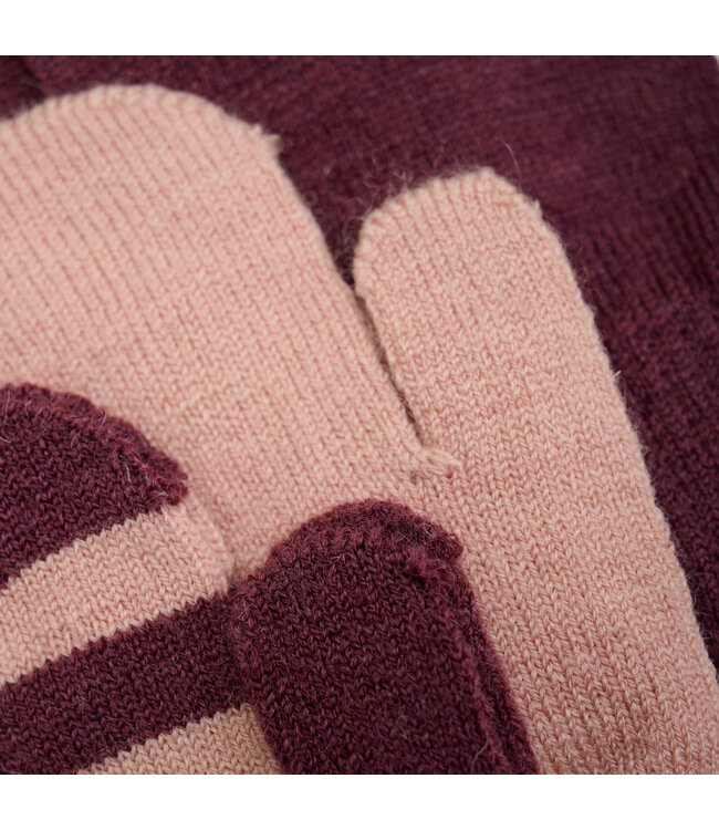 Minymo 3 er Pack Fäustlinge Wollmix catawba grape