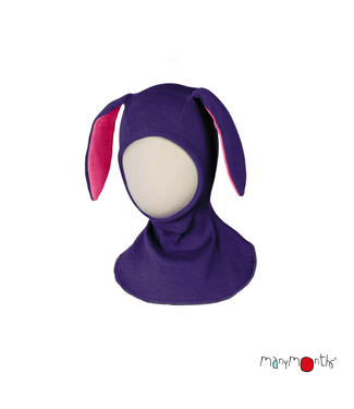 Manymonths Woll-Elefantenmütze - Schlupfmütze mit Hasenohren Merinowolle - acai berry