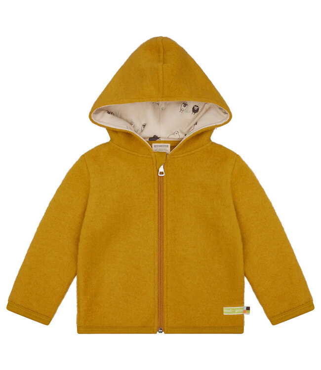 Loud and Proud Jacke Wollfleece mit Kapuze - Schafe curry