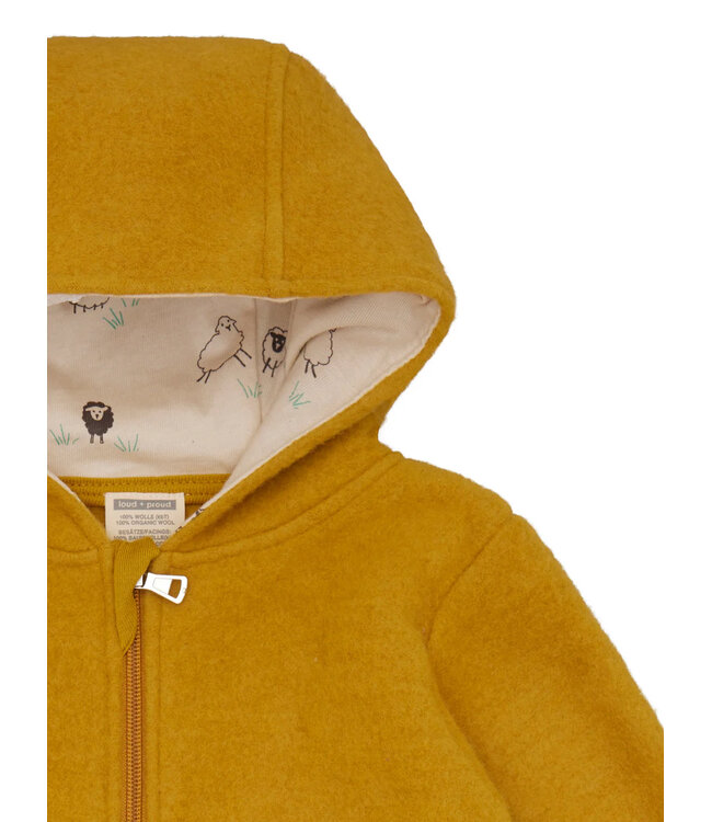 Loud and Proud Overall Wollfleece mit Schafen curry