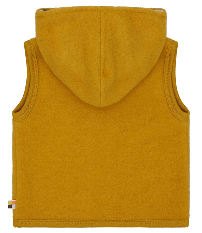 Loud and Proud Weste / Gilet Wollfleece mit Kapuze - Schaf - curry