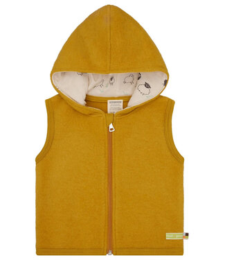 Loud and Proud Weste / Gilet Wollfleece mit Kapuze - Schaf - curry