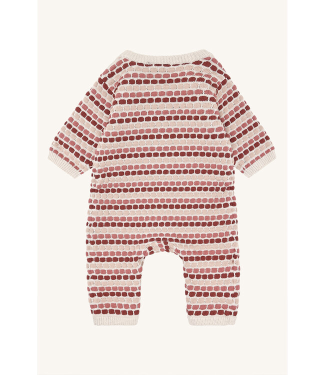 Hust and Claire Strampler langarm gestrickt - Mühlenmuster - Biobaumwolle - dry rose