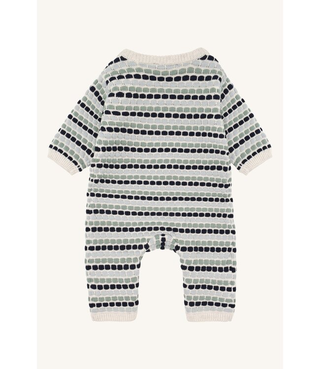 Hust and Claire Strampler langarm gestrickt - Mühlenmuster - Biobaumwolle - iceberg