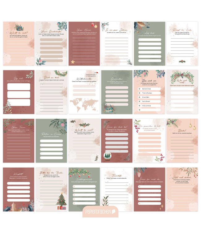 Papierdrachen Adventskalender Pärchen zum Ausfüllen