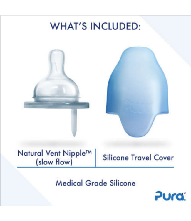 PURA PURA Babyflasche 150 ml Weithalssauger - aqua sleeve
