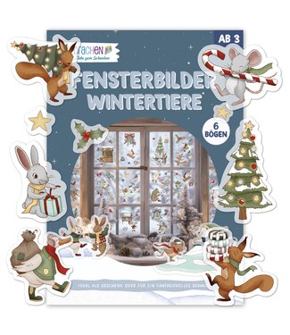 Papierdrachen Fensteraufkleber Wintertiere 6 Bögen
