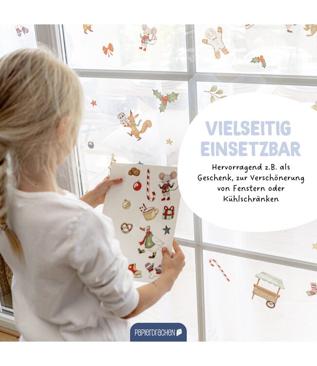Papierdrachen Fensteraufkleber Wintertiere 6 Bögen