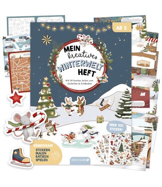 Papierdrachen Kreatives Winterwelt Heft – Malen, Rätseln, Stickern