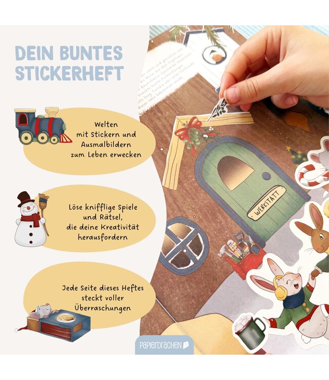 Papierdrachen Kreatives Winterwelt Heft – Malen, Rätseln, Stickern