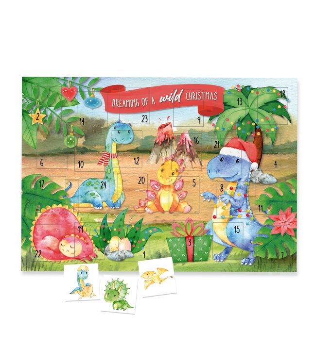 Papierdrachen Tattoo-Adventskalender – Dinosaurier