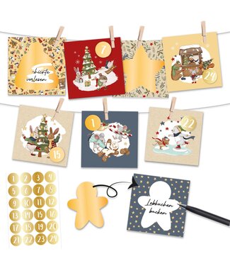 Papierdrachen Rubbel-Adventskalender Wintertiere