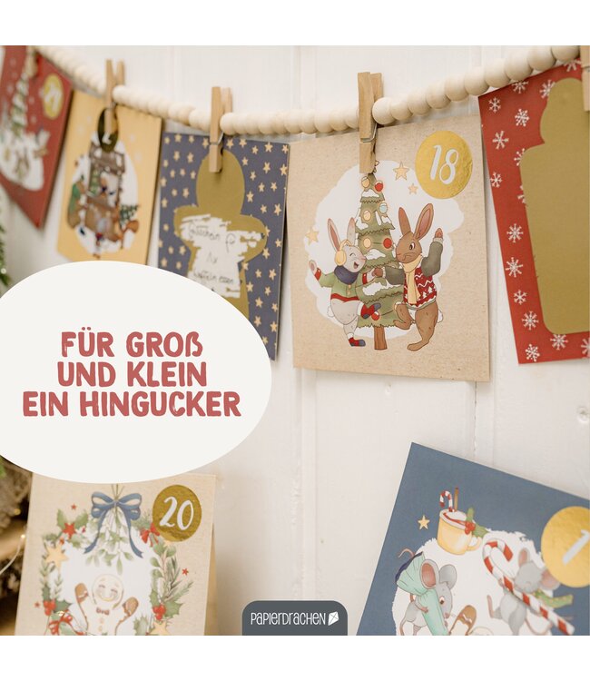 Papierdrachen  Rubbel-Adventskalender Wintertiere