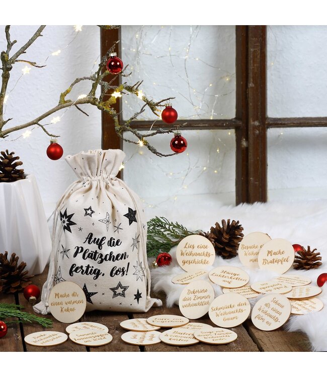 Papierdrachen  Adventskalender – Weihnachtsaufgaben auf Holztalern