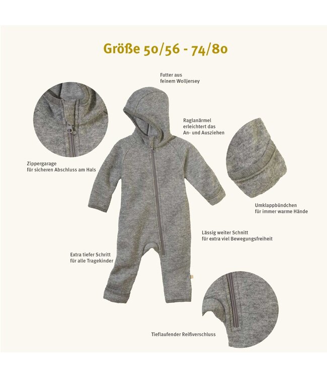 Disana Disana Wollwalk Overall Zipp - Softpink